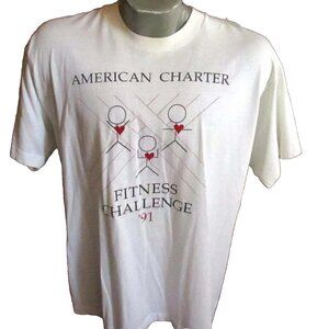 Vintage Mens T-shirt XL Single Stitch 1991 Thin Fitness Challenge Graphic USA